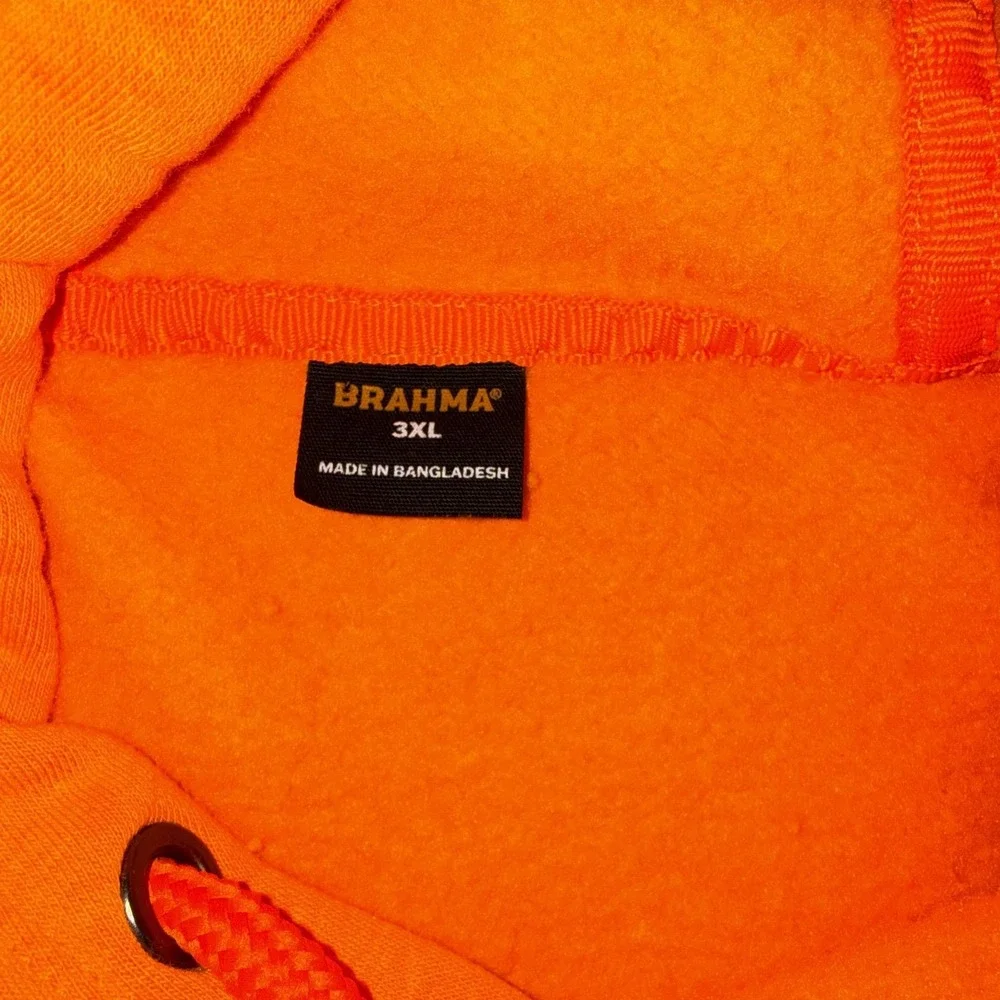 Brahma Hoodie Mens 3XL Orange Fleece Pullover Kangaroo‎ Pocket Workwear